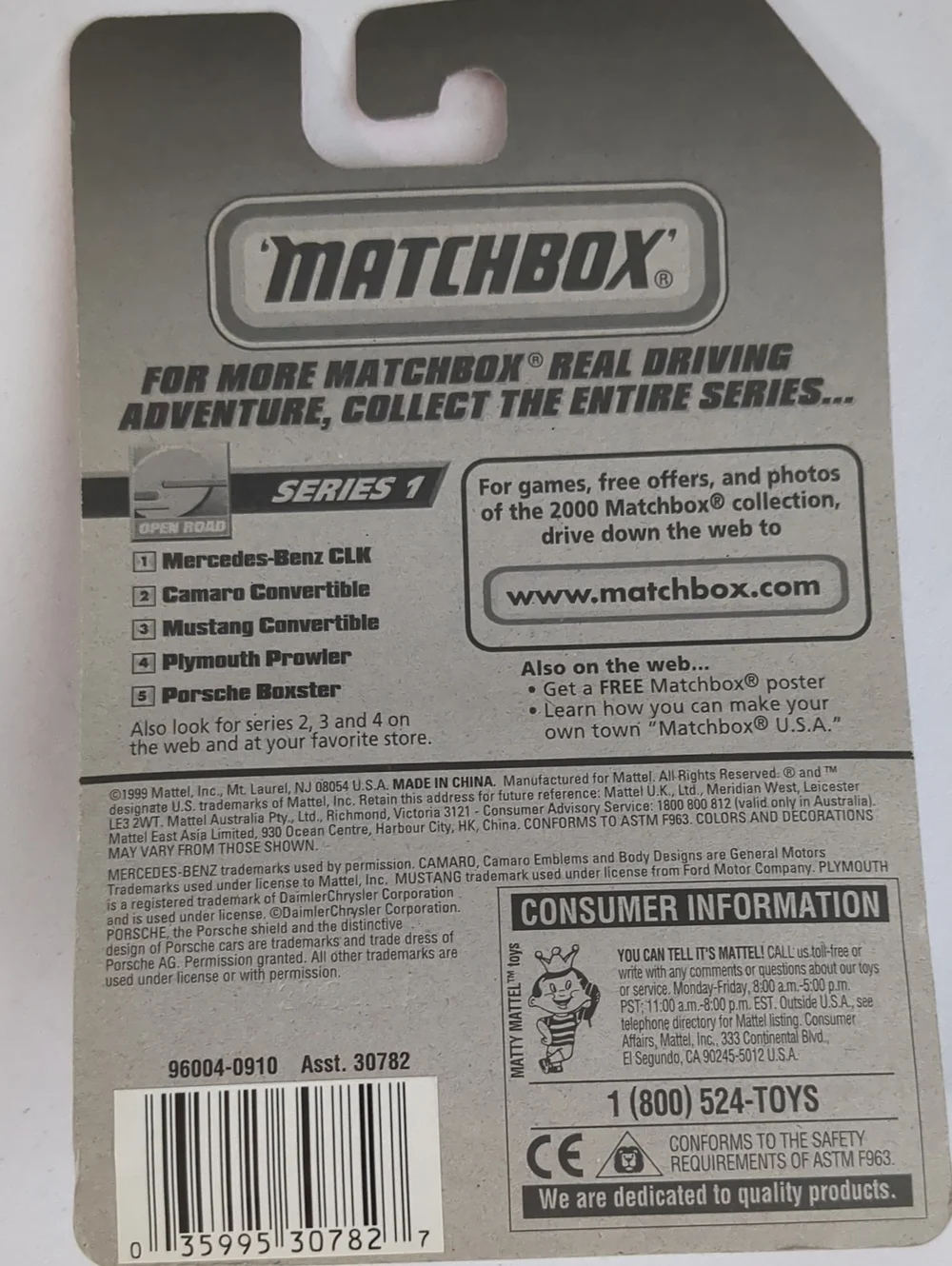 Matchbox Camaro Convertible 1999 Chevrolet Red #2/100